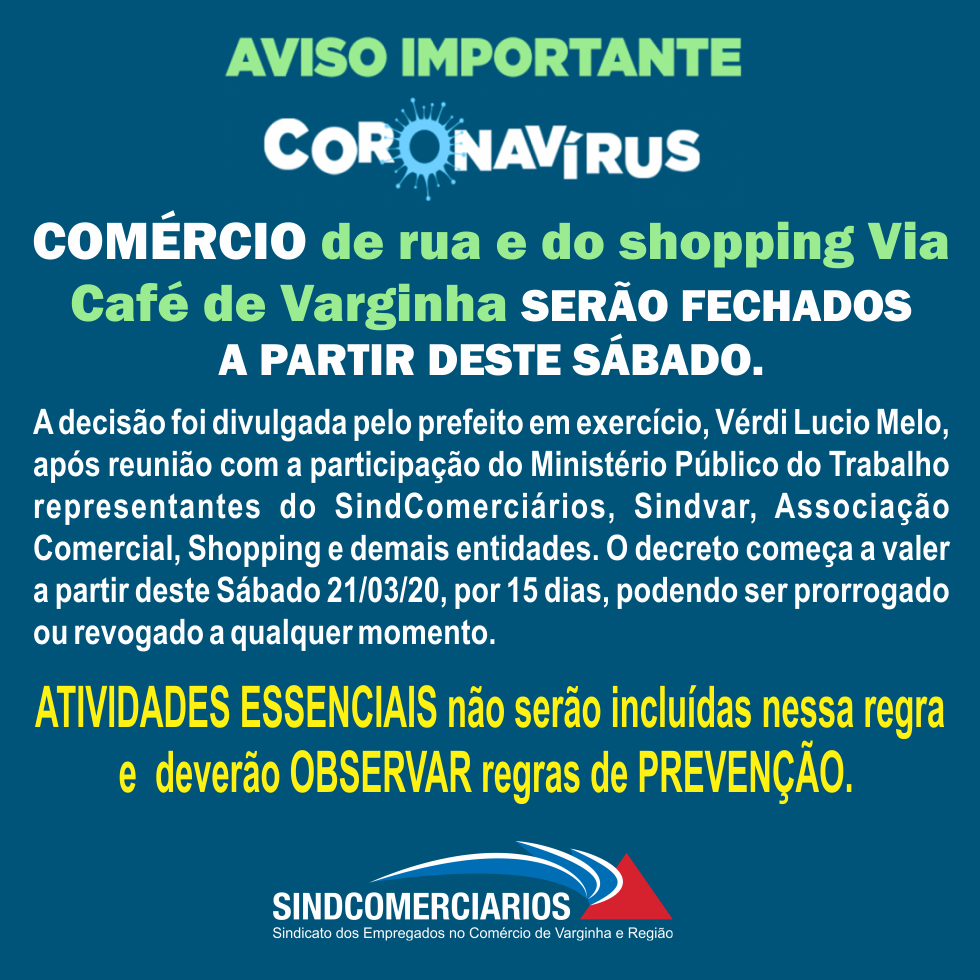 COMÉRCIO de rua e do shopping Via Café de Varginha – Fechados