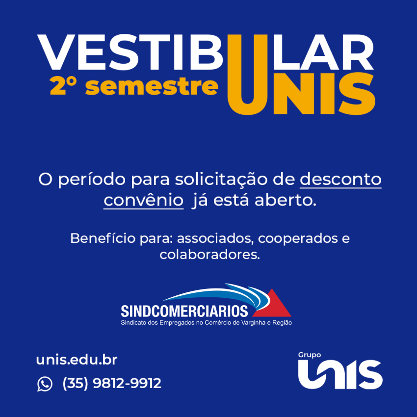 Convênio UNIS – PRAZO PARA RENOVAÇÃO E INSERÇÃO com desconto