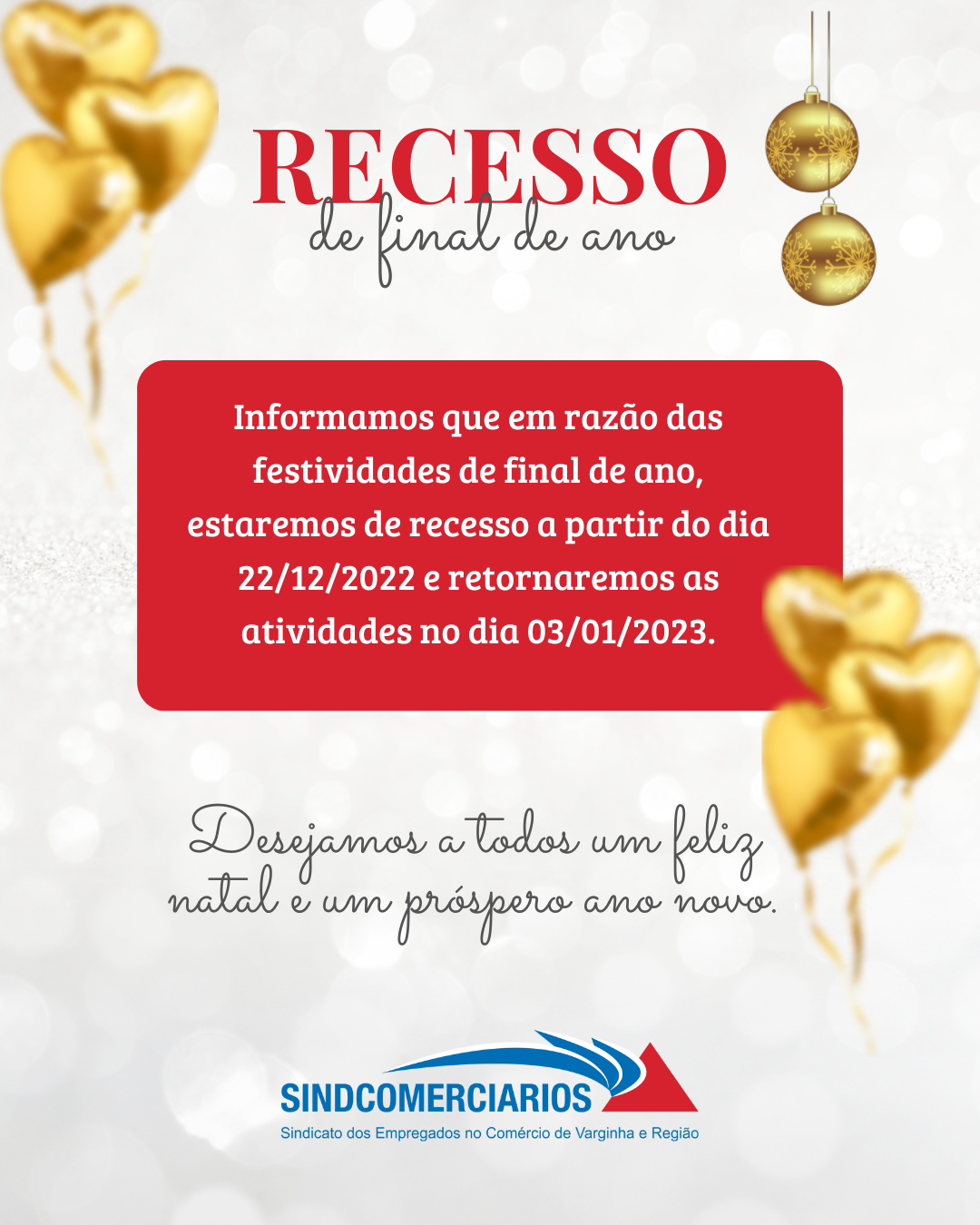 Recesso de Final de Ano – Voltamos dia 03/01/2023